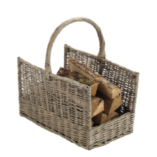 Panier A Bois Noveo Osier Grisé