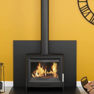 Placa de protecció de paret quadrada negra llisa per a estufes de pellets de llenya - Capska