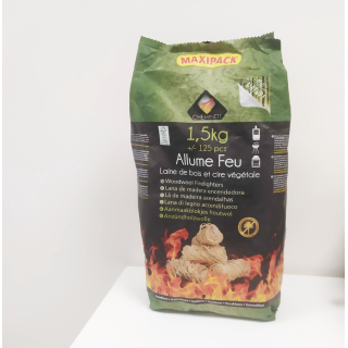 Natural 125 Firelighters Wood Wool for Fireplaces and BBQs