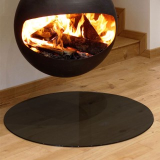 Premium Round Black Lacquered Glass Floor Plate - Ø1000mm