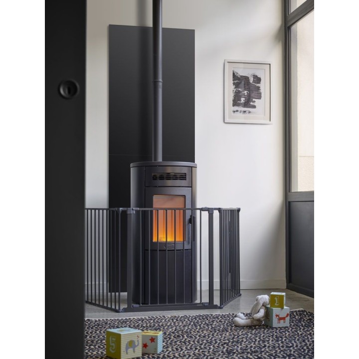 Plain vertical protective plate Black color - Height 100cm for stove - Capska