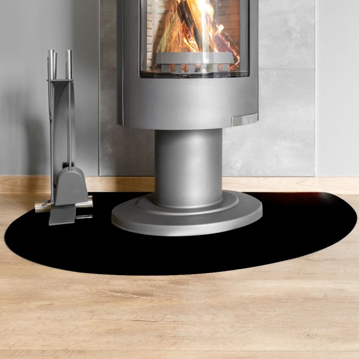 Round black lacquered glass floor plate Ø100cm - Capska