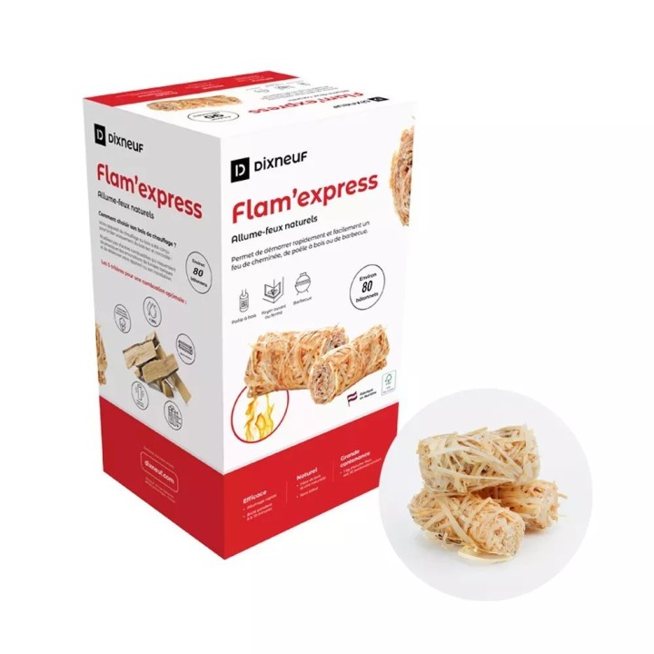 Box Flam'Express Dixneuf - Présentoir 60 boîtes allume-feu laine de bois