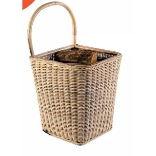 Carrello Rattan Grigio Naturale Dixneuf - Porta legna da ardere