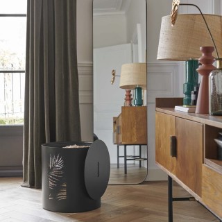 Contenitore per Pellet Flores Dixneuf Ø37,5 cm Nero Opaco