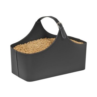 Alpha Black Faux Leather Dixneuf Basket - Fireplace Accessory