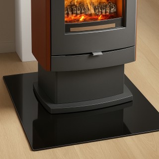 Plaque de sol carré 800 x 800 mm en verre trempé laqué noir