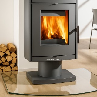 Piastra da terra in vetro rettangolare curvata 90x75cm per stufe a legna - Capska