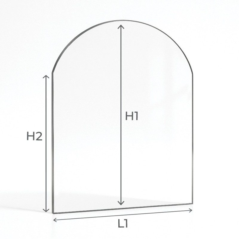 Vitre plate cintrée en partie haute - 5 mm sur mesure schéma