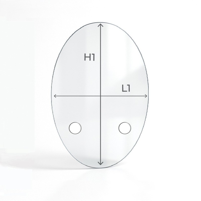 Vitre percée sur mesure forme ovale verticale schéma