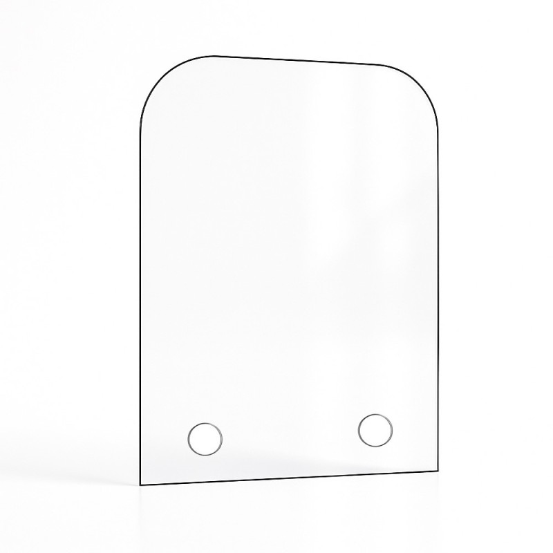 Glass with 2 rounded corners custom cut for fireplace - Capska