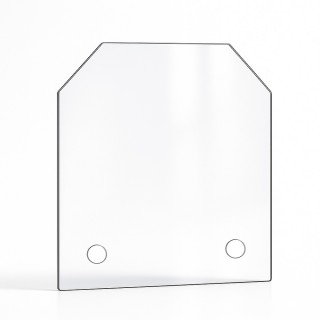 Cristal para chimenea eléctrica - Vidrio plano con 2 ángulos cortados con taladros - Capska