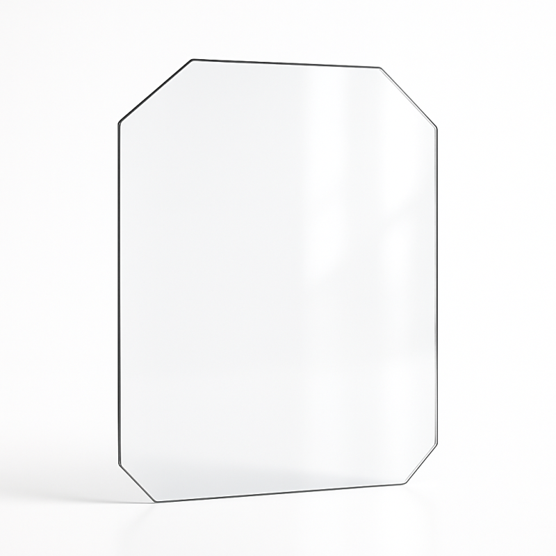Vitre plate avec 4 angles coupés 4 mm sur mesure