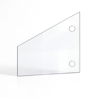 Vitre plate de forme trapèze rectangle avec perçage
