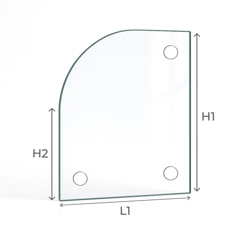 Rectangular glass 1 rounded corner custom for stove - Capska