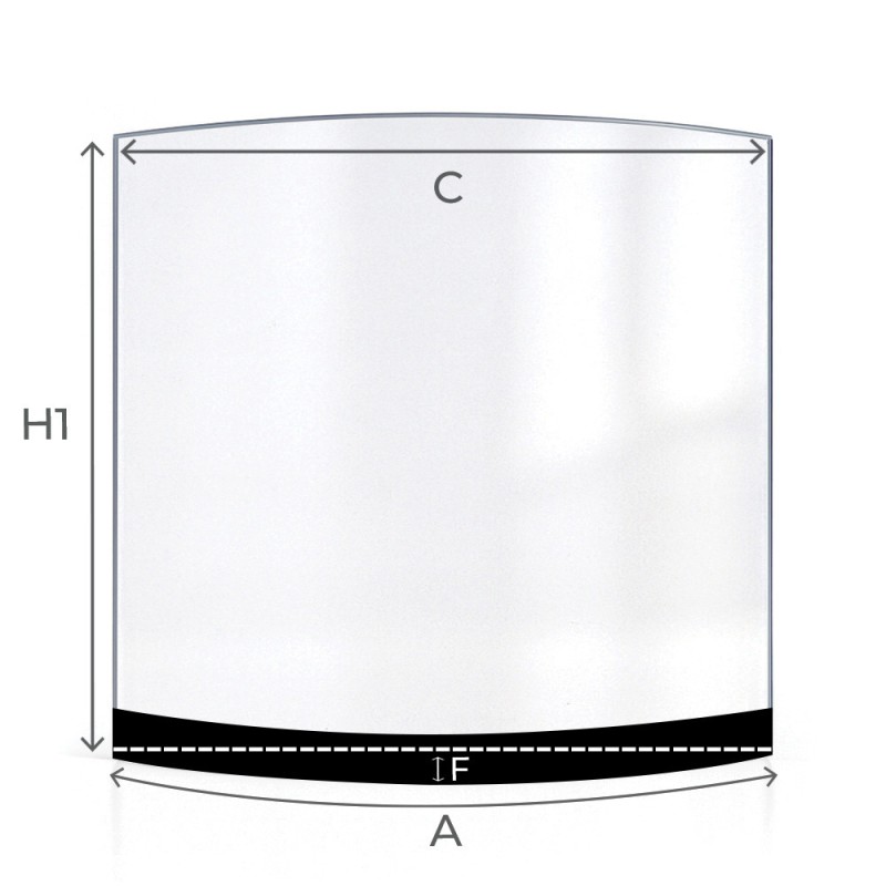 Vitre Techfire UNI 1068 - Verre Courbe Sérigraphié pour poêle à bois