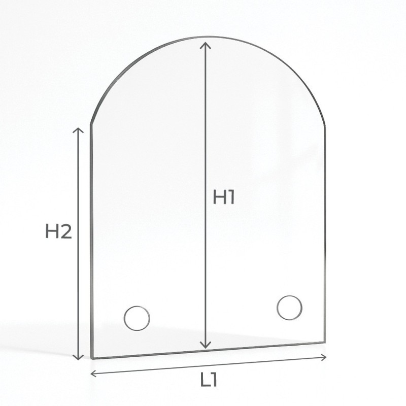 Vetro Godin CHAMONIX VITRE DU FOUR - Vetro Rettangolo con arco Forato serigrafato per inserto per caminetto
