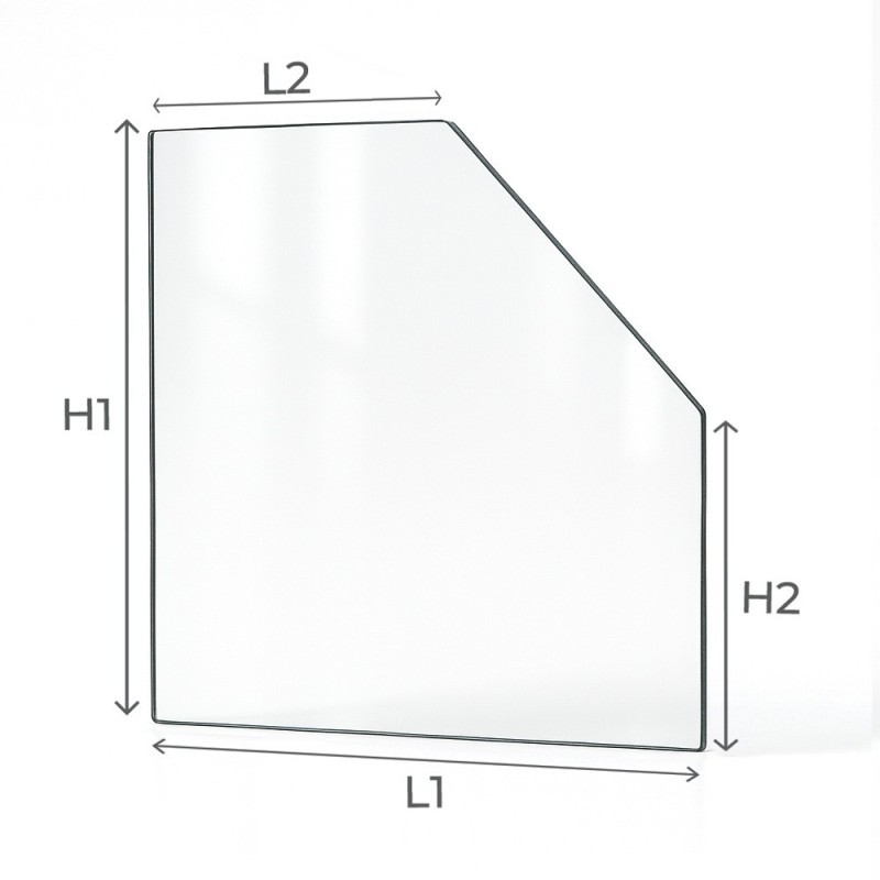 Cristall Invicta IWAKI - Vidre 1 angle tallat Lateral dret per estufa de llenya