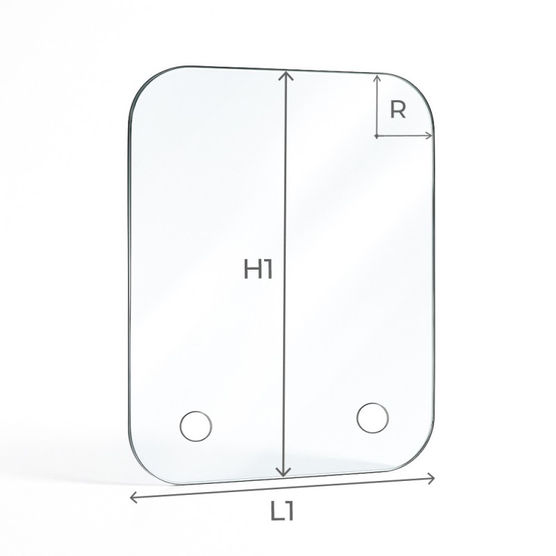 Vidrio plano con 4 ángulos redondeados en vidrio vitrocerámico para insert o estufa de leña - Capska